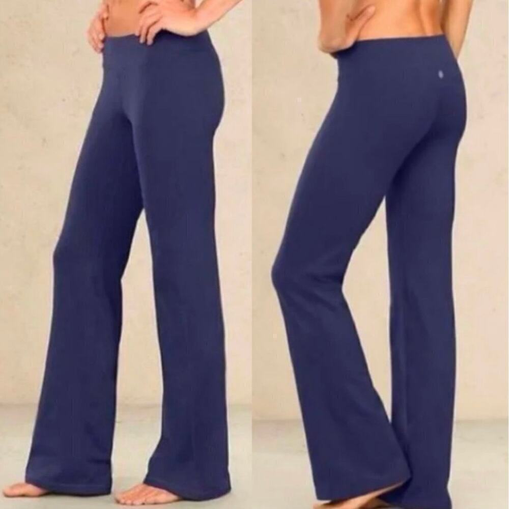 Athleta Revelation Yoga Pants Womens Small Flared Leg Pull On Blue Stretch Nylon
